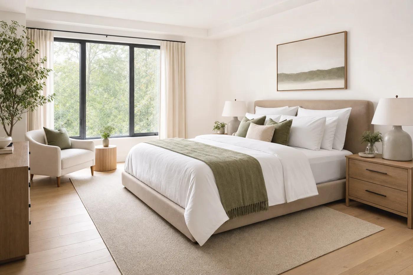 Residential cleaning in a Newberg bedroom maintained by Monica’s Cleaning Services