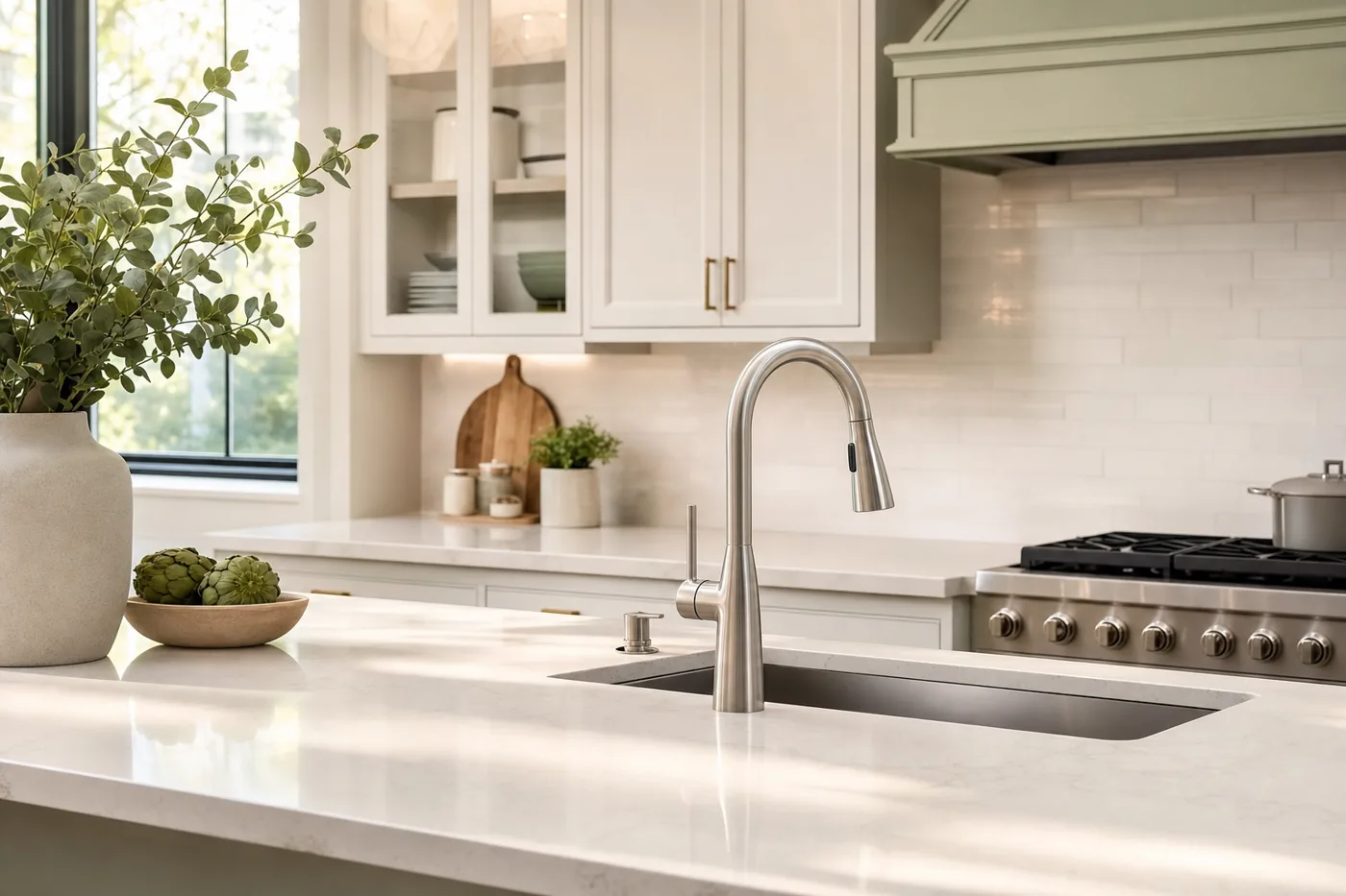 Clean modern kitchen after residential cleaning service in Newberg, Oregon